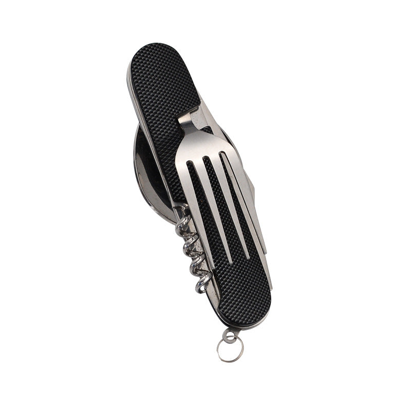 Multi-functional Foldable Detachable Combination Cutlery Set, Outdoor Hiking Travel Utensils with Multi-opening Aluminum Handle, Gift Fruit Knife