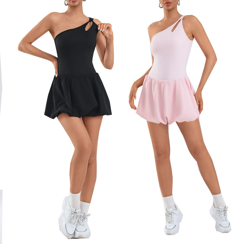 Fitness One-Piece Tennis Skirt with Anti-See-Through Lining for Outdoor Running Women's Athletic Dress