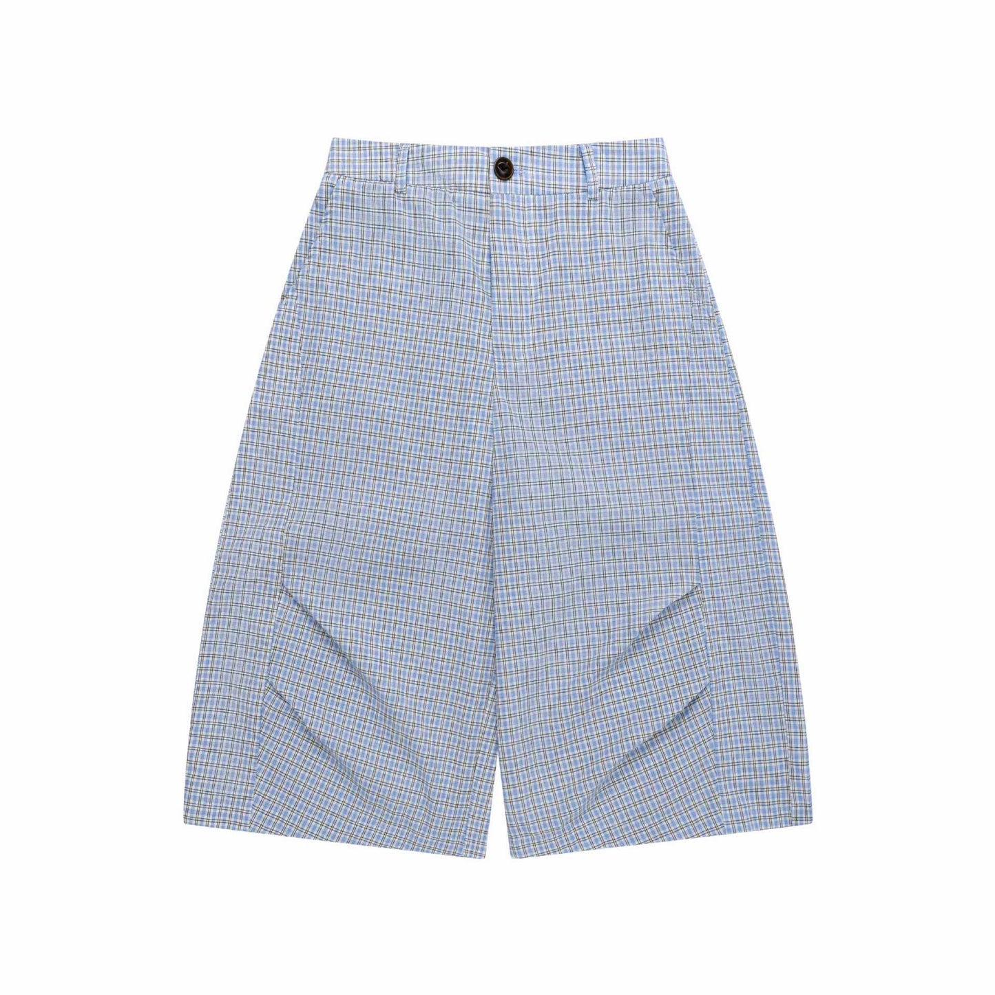 Color blocking plaid cropped pants