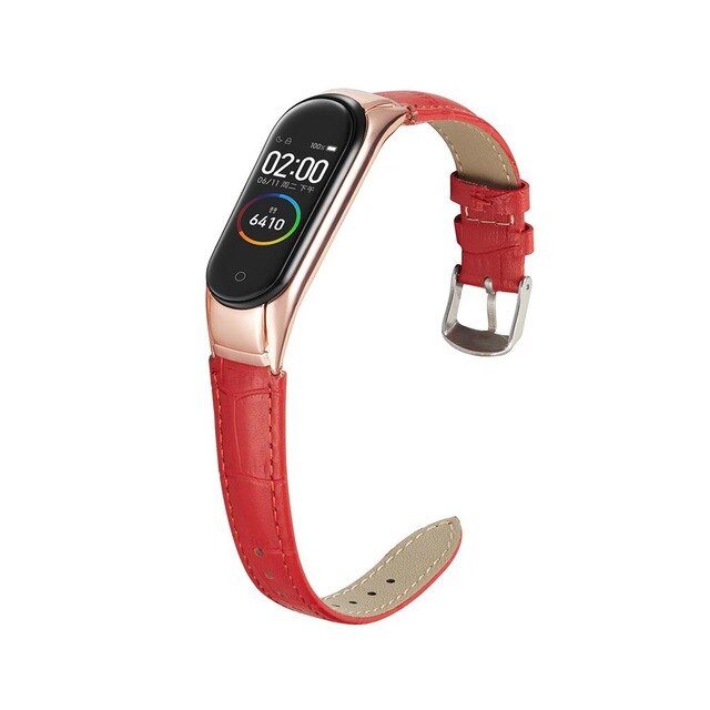 Yiwa For Millet Mi-band 3/4 PU Wrist Band Bracelet Strap+Metal Case Millet 3 Wrist Strap Protection