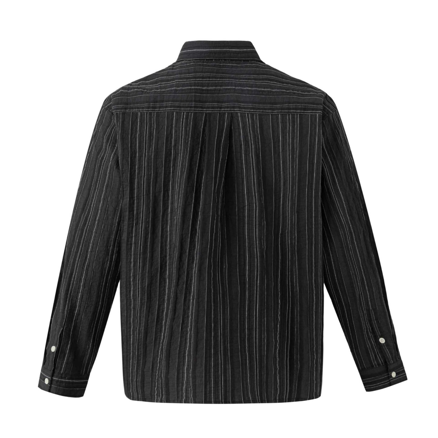 Vertical Stripe Subtle Pattern Casual Retro Long Sleeve Shirt