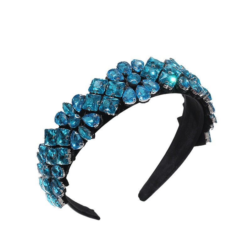 Baroque colored rhinestone headband with fashionable temperament and full diamond headwear