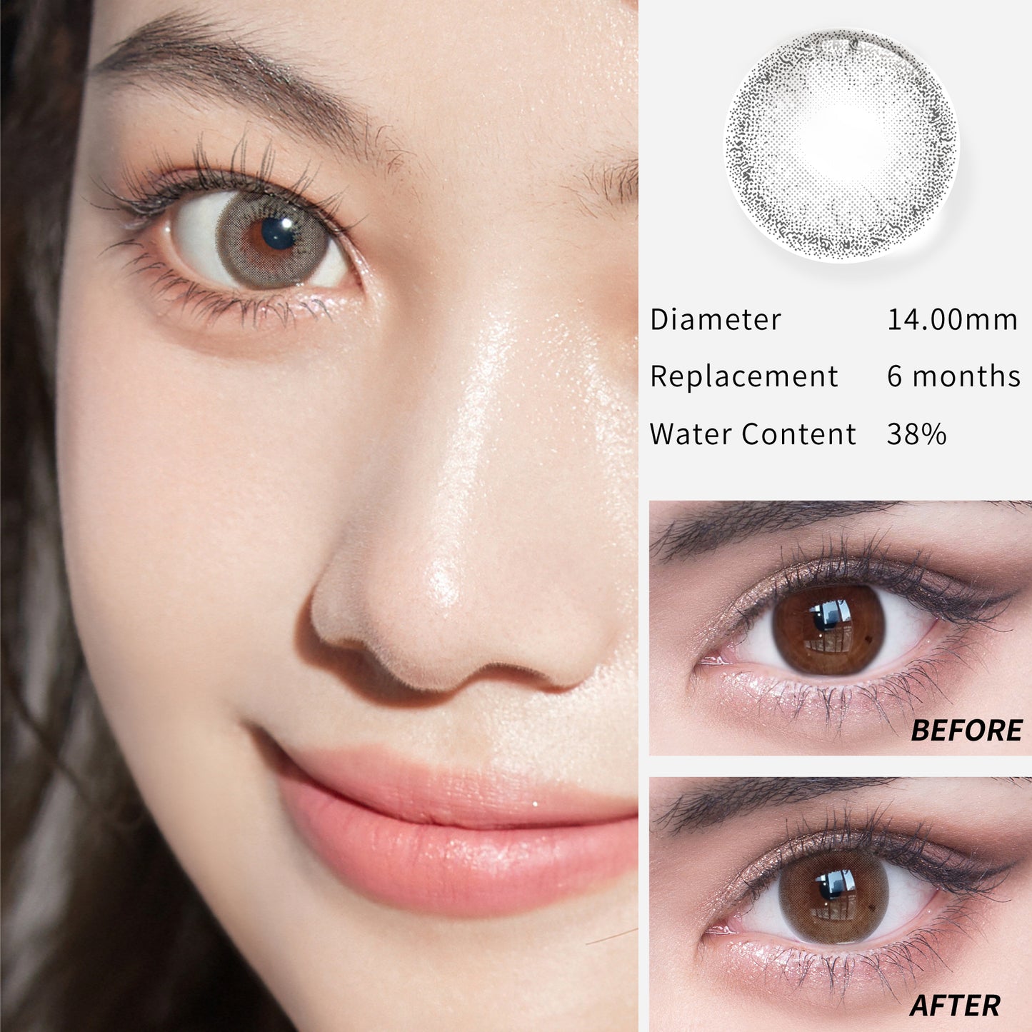 1Pcs CE  Certificate Eyes Beautiful Pupil Colorful Girl Cosplay Contact Lenses COMET GRAY