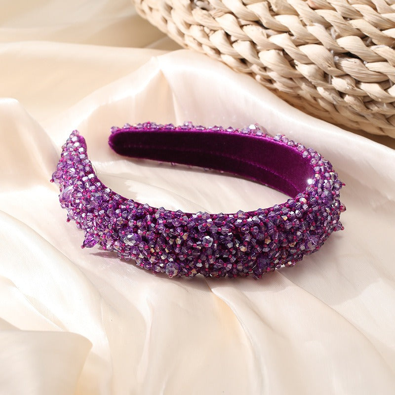 Crystal handmade beaded women's wide brimmed hair accessories
