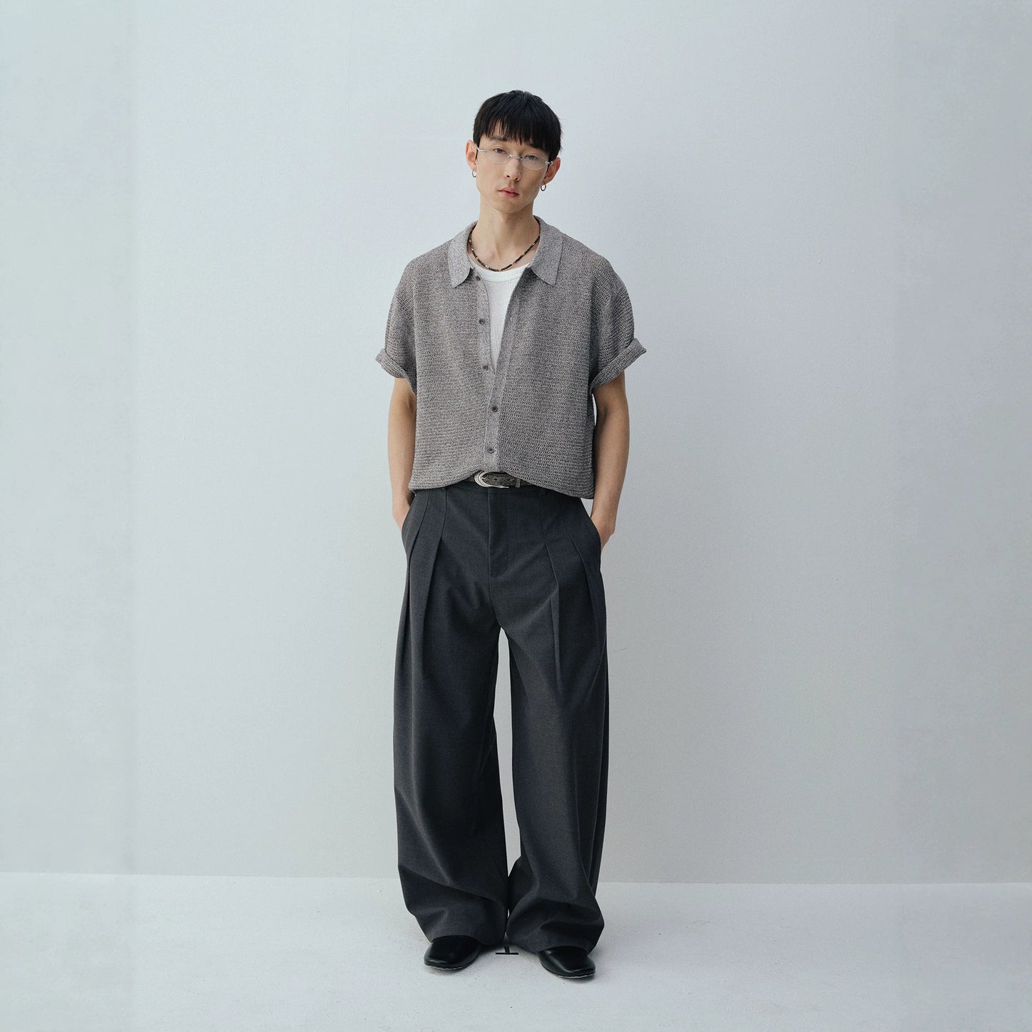 Classic Knit Short Sleeve Shirt for Men