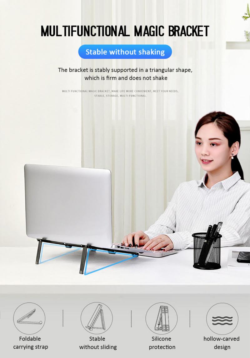 3 In 1  Foldable Laptop Holder Adjustable Aluminum Tablet Desktop Holder For Phone/iPad/Laptop Notebook Cell Phone Holder Stand Support