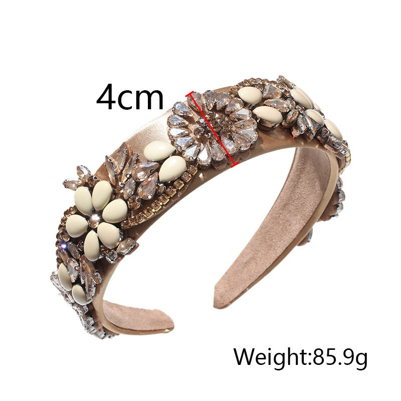 Fashionable women's retro Baroque flower rhinestone headband