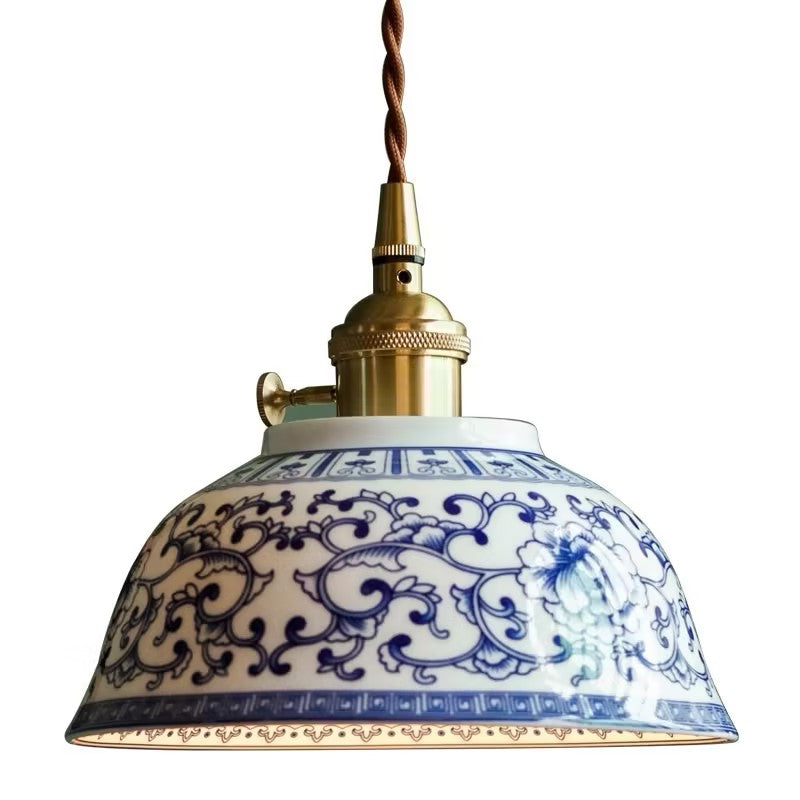 Retro Blue and White Porcelain Chandelier New Chinese Style Chandelier