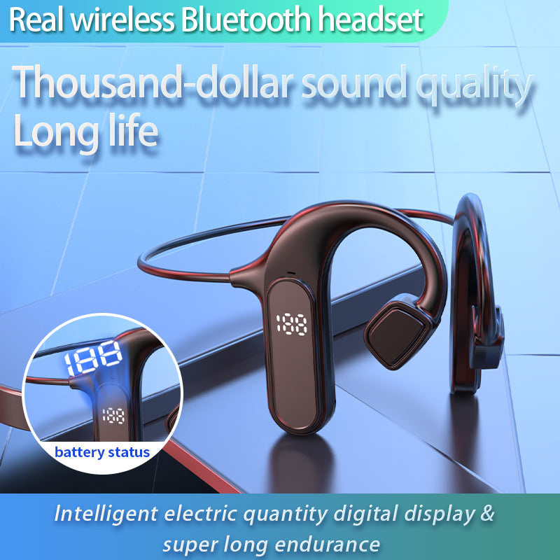 VG09 Bone Conduction Bluetooth LED Display Screen Headset 5.1 Not In-Ear Wireless Headset