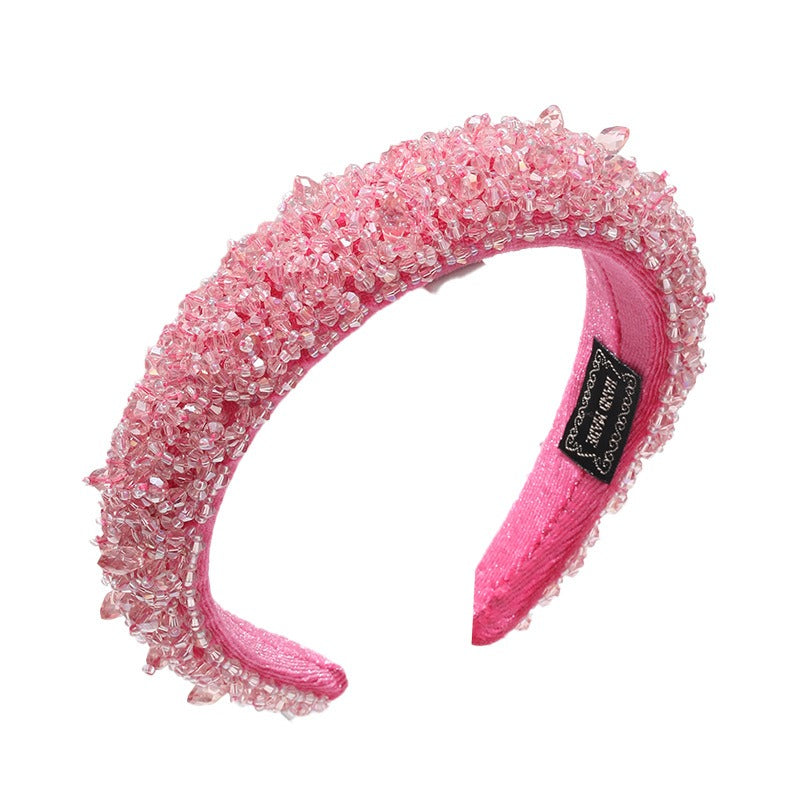 Crystal handmade beaded women's wide brimmed hair accessories