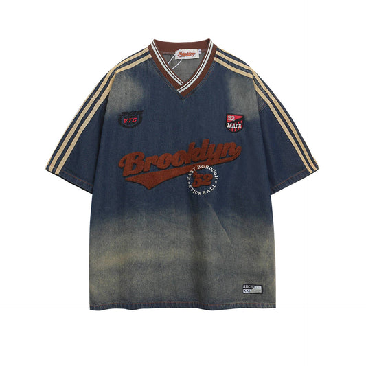 Make vintage gradient jerseys with short sleeves