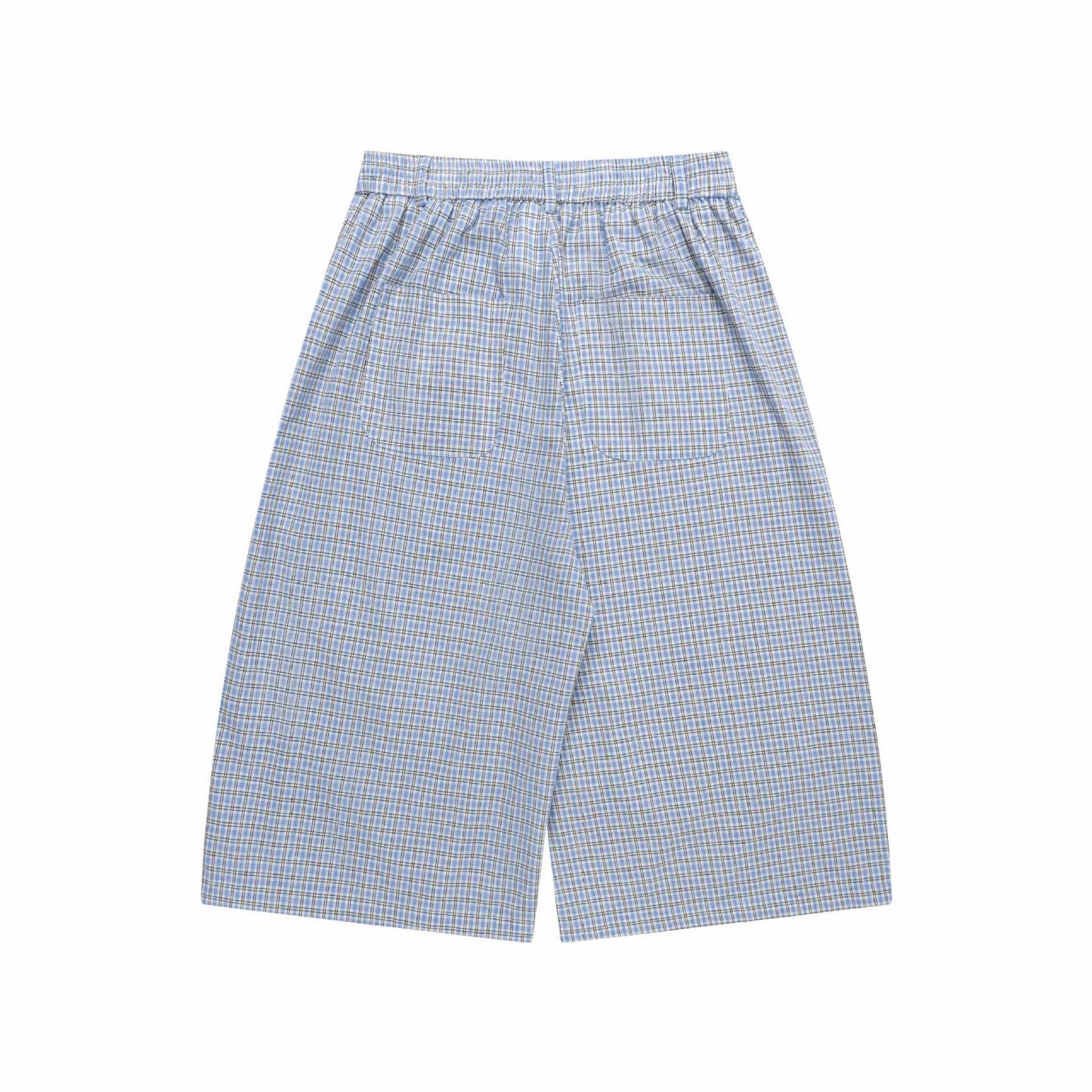 Color blocking plaid cropped pants