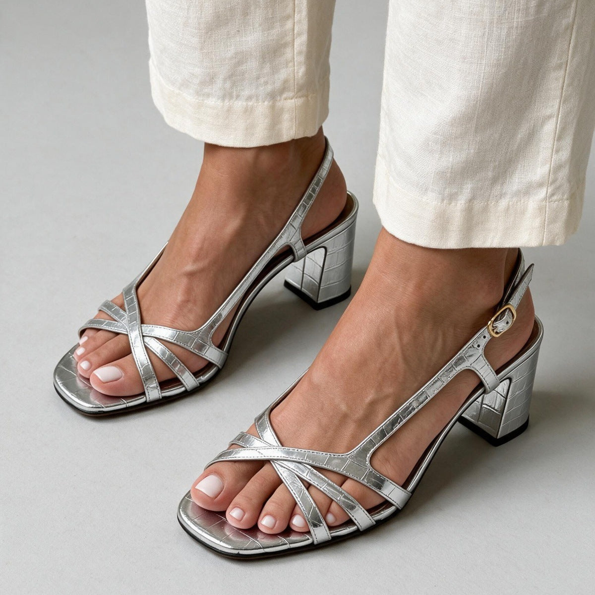 Made to order ships in 3–5 days High heeled open toe buckle strap women's sandals