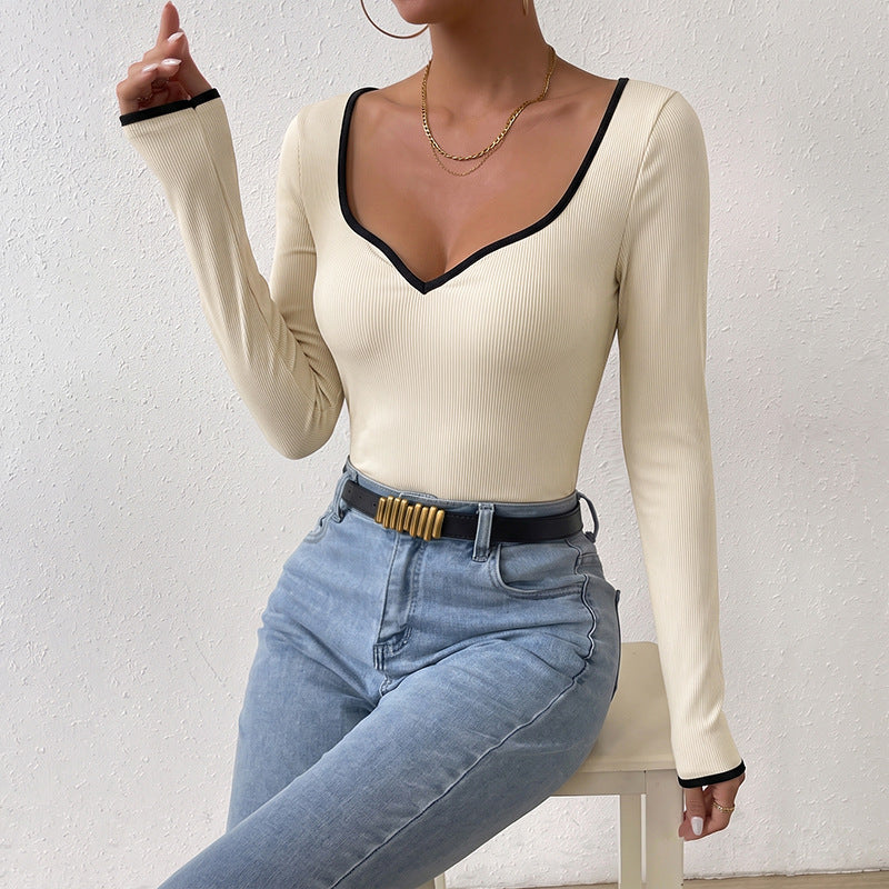 V-neck long sleeved jumpsuit