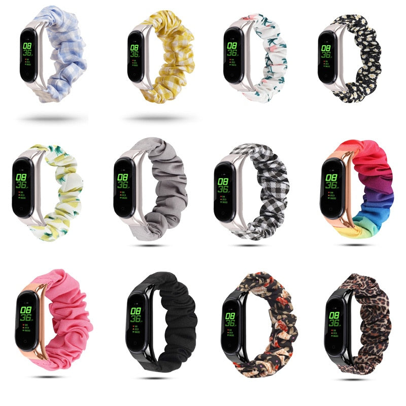 Scrunchies Elastic Strap for Xiaomi Mi band 5 4 3 replaceable Bracelet Mi Band 4 correa Wristband Breathable straps for miband 5