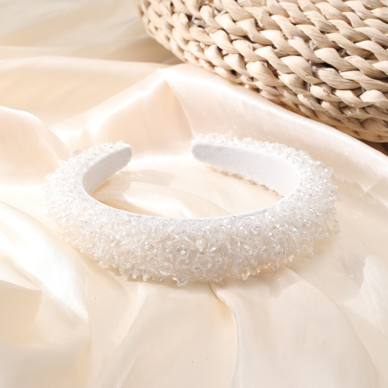 Crystal handmade beaded women's wide brimmed hair accessories