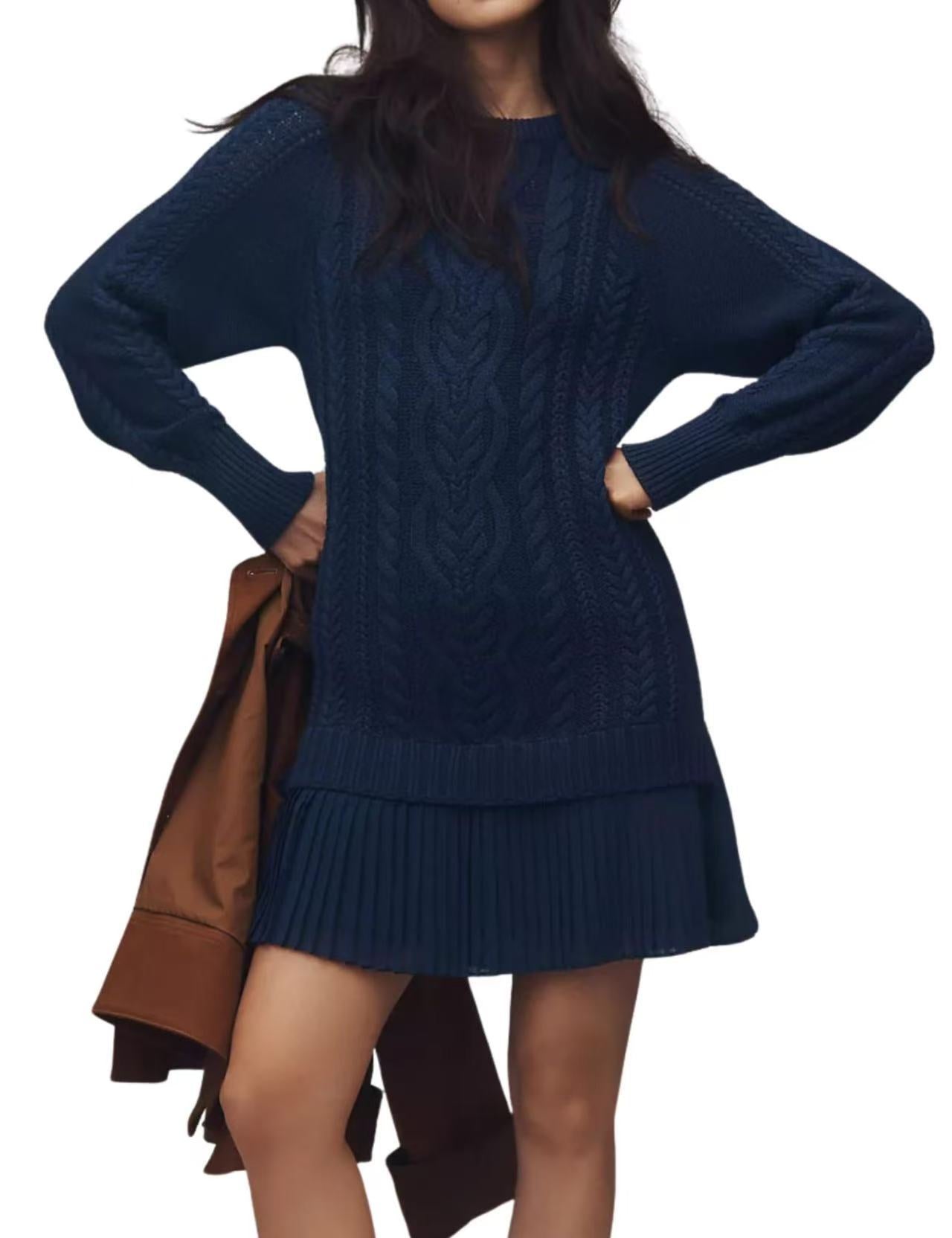 Comfortable Casual Fashion Knit Sweater with Cable Pattern for Women