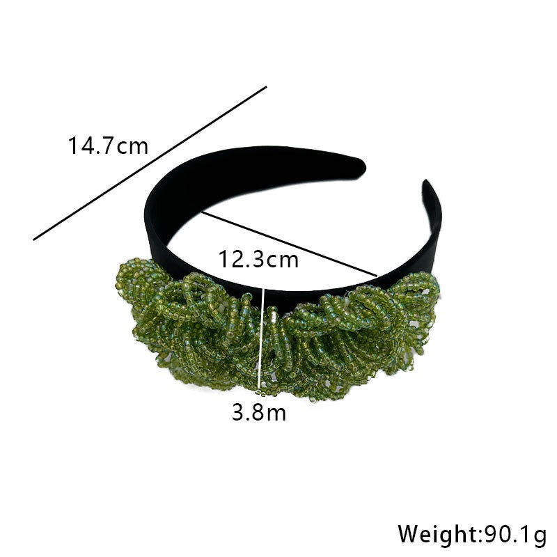 Fashionable floral handmade beaded headband headwear