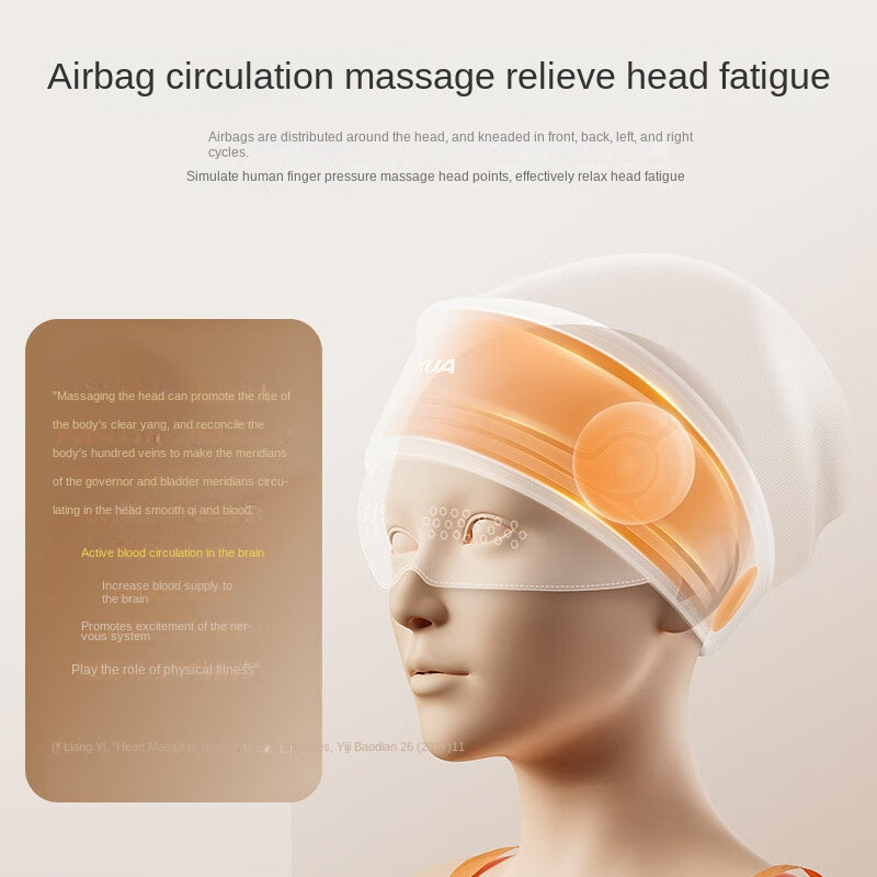Head Massage Device with Charging Airbag, Sleep Aid, Home Use Massage Helmet, Heat Therapy for Head and Eyes, All-in-One Head Massager
