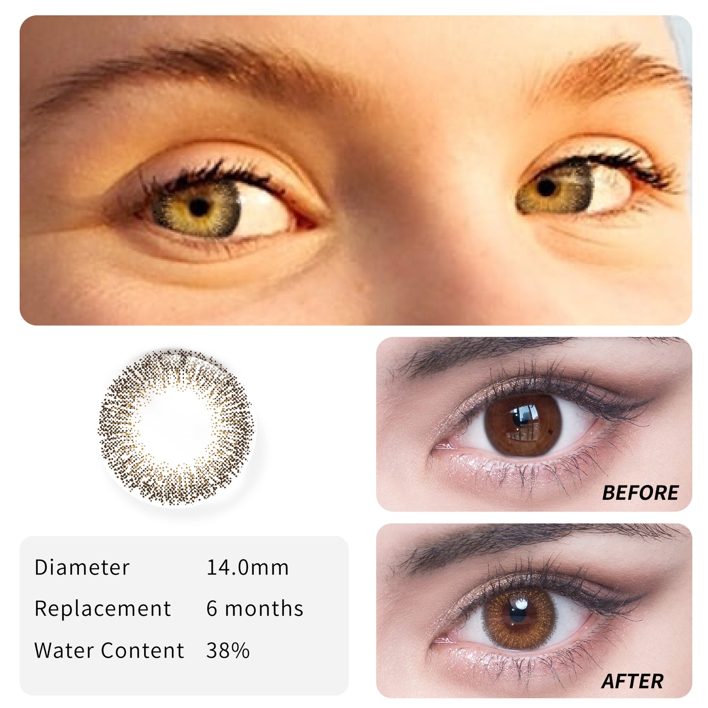  1Pcs FDA Certificate Eyes Beautiful Pupil Colorful Girl Cosplay Contact Lenses