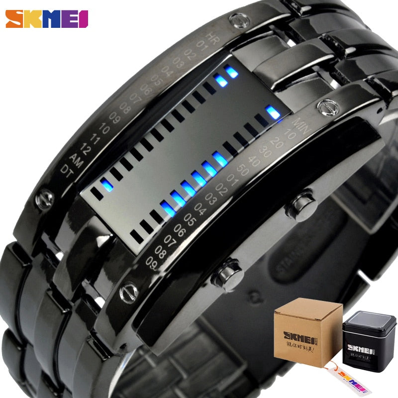SKMEI 0953 Fashion Creative Sport Watch Women Stainless Steel Strap LED Display Watches 5Bar Waterproof Digital Watch reloj hombre