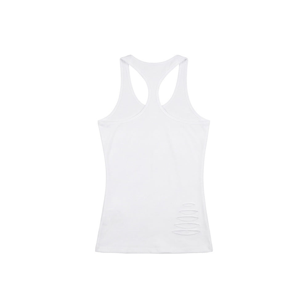 Printed Ripped Sleeveless Tank Top for Women Fitted Summer Crop Top Outerwear