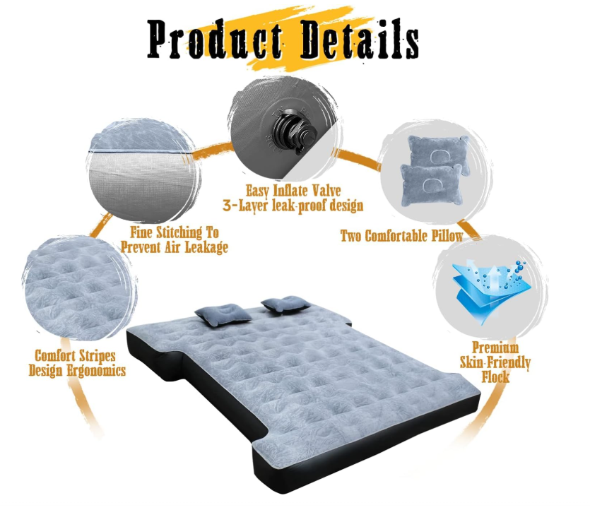 Umbratuo inflatable mattress is suitable for medium-sized short truck lathes ranging from 6-6.6 feet (approximately 1.8-2.0 mete