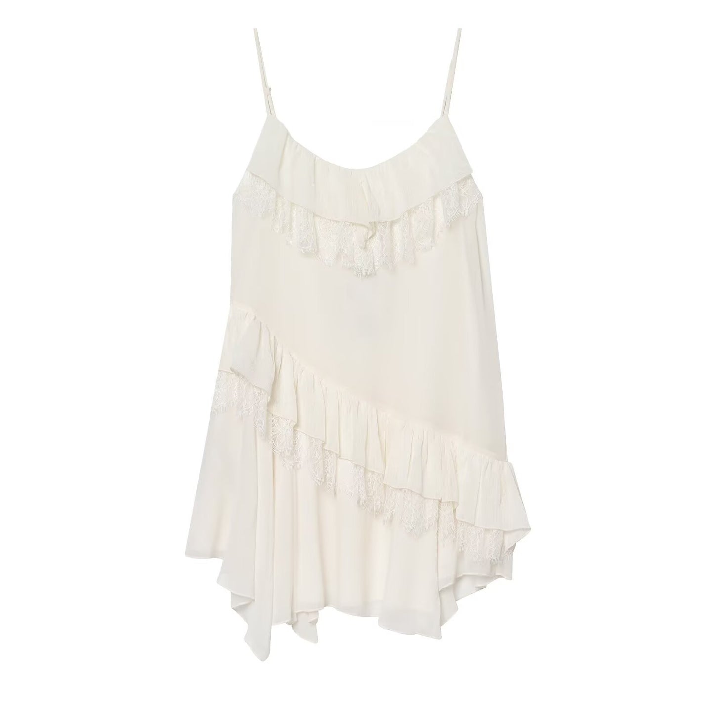 Lace patchwork irregular camisole skirt