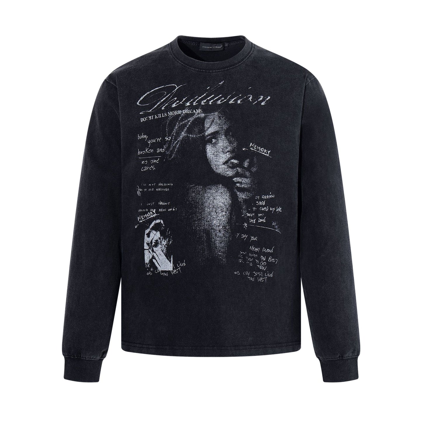 Alphabet Character Printed Long Sleeve T-shirt