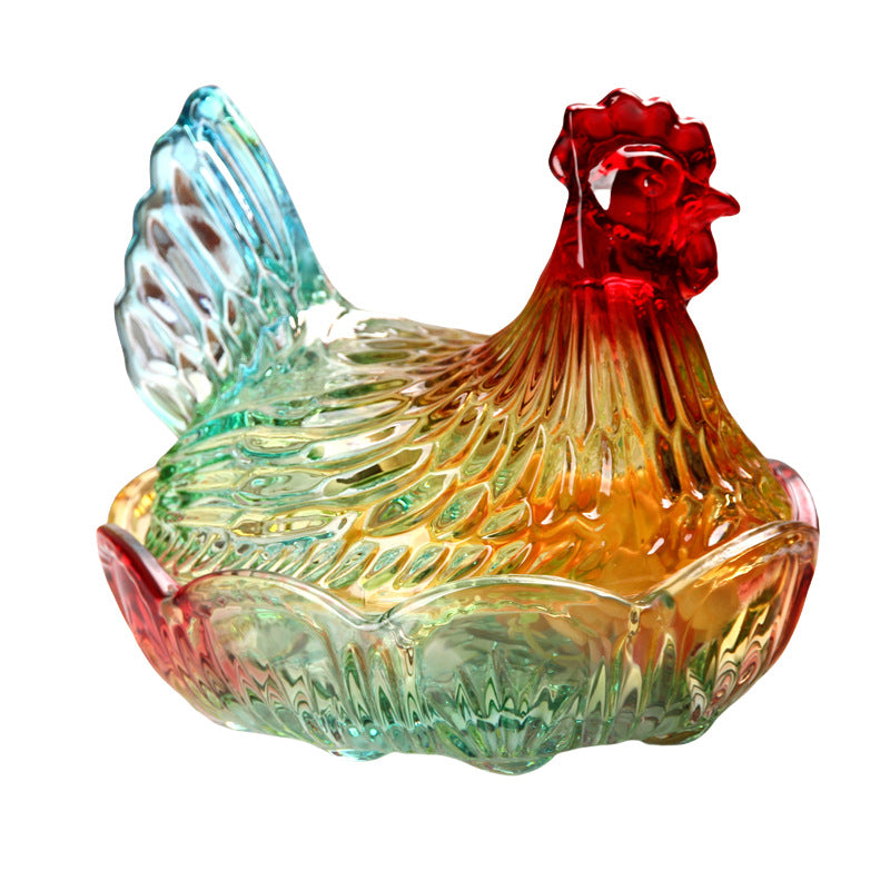 Glass Chicken Candy Jar Thickened Crystal Glass Fruit Plate