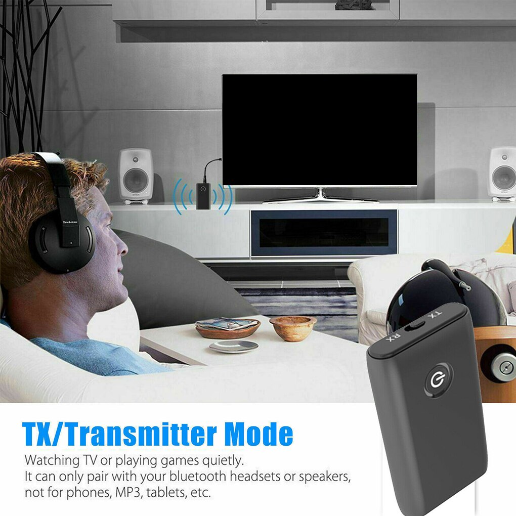 2 in 1 Wireless Bluetooth 5.0 Transmitter Receiver Chargable for TV PC Car Speaker 3.5mm AUX Hifi Music Audio Adapter