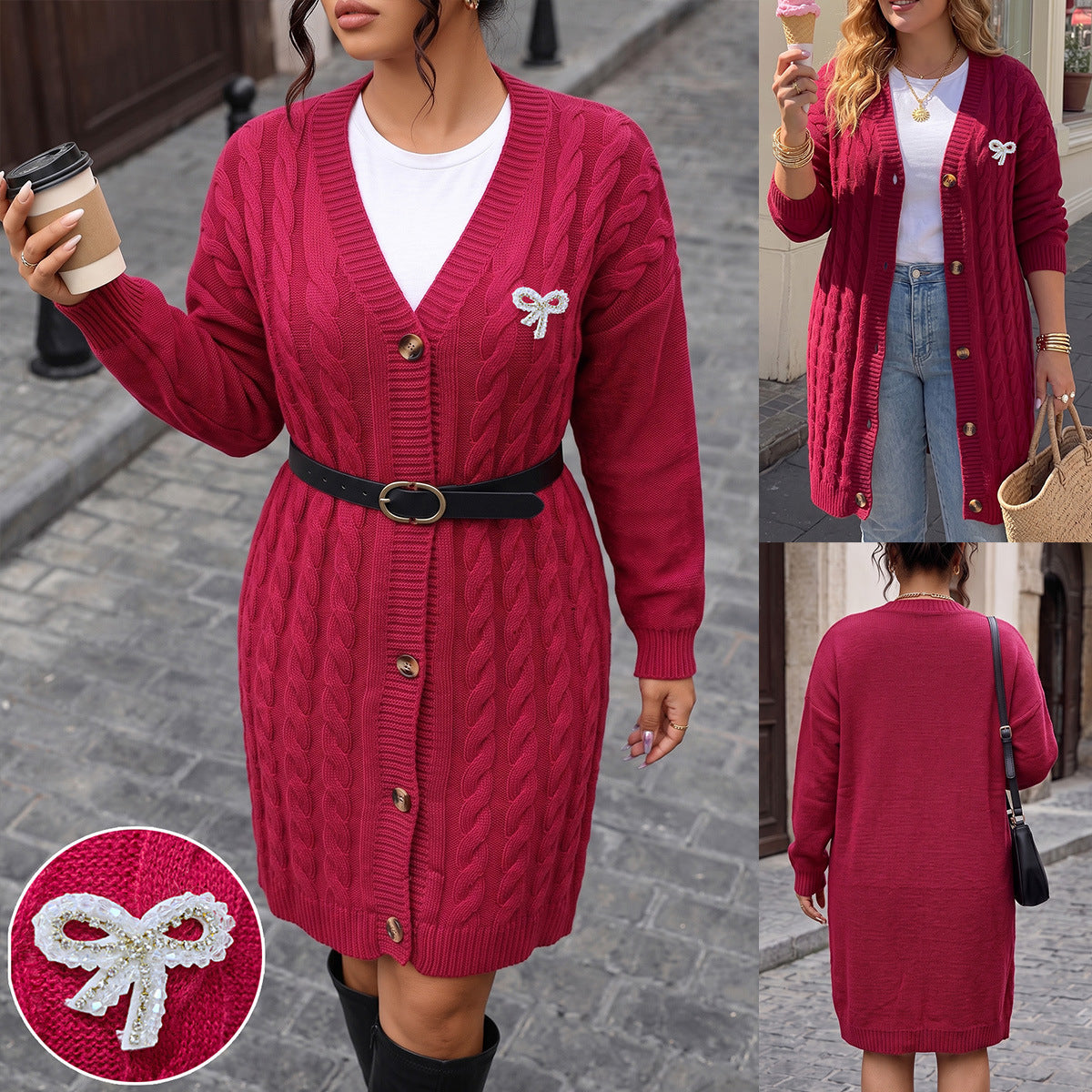 Plus Size Women's  Long Sleeve, Open Front Sweater Coat for Women