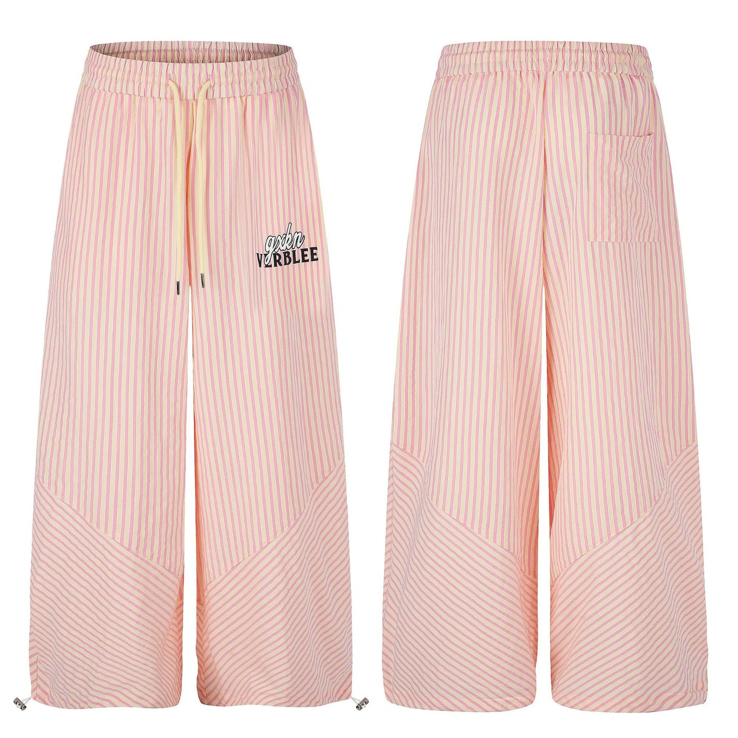 Stripe Wide-Leg Pants Women High Waist Drape Slimming Casual Versatile Straight Leg Floor-Length Pants
