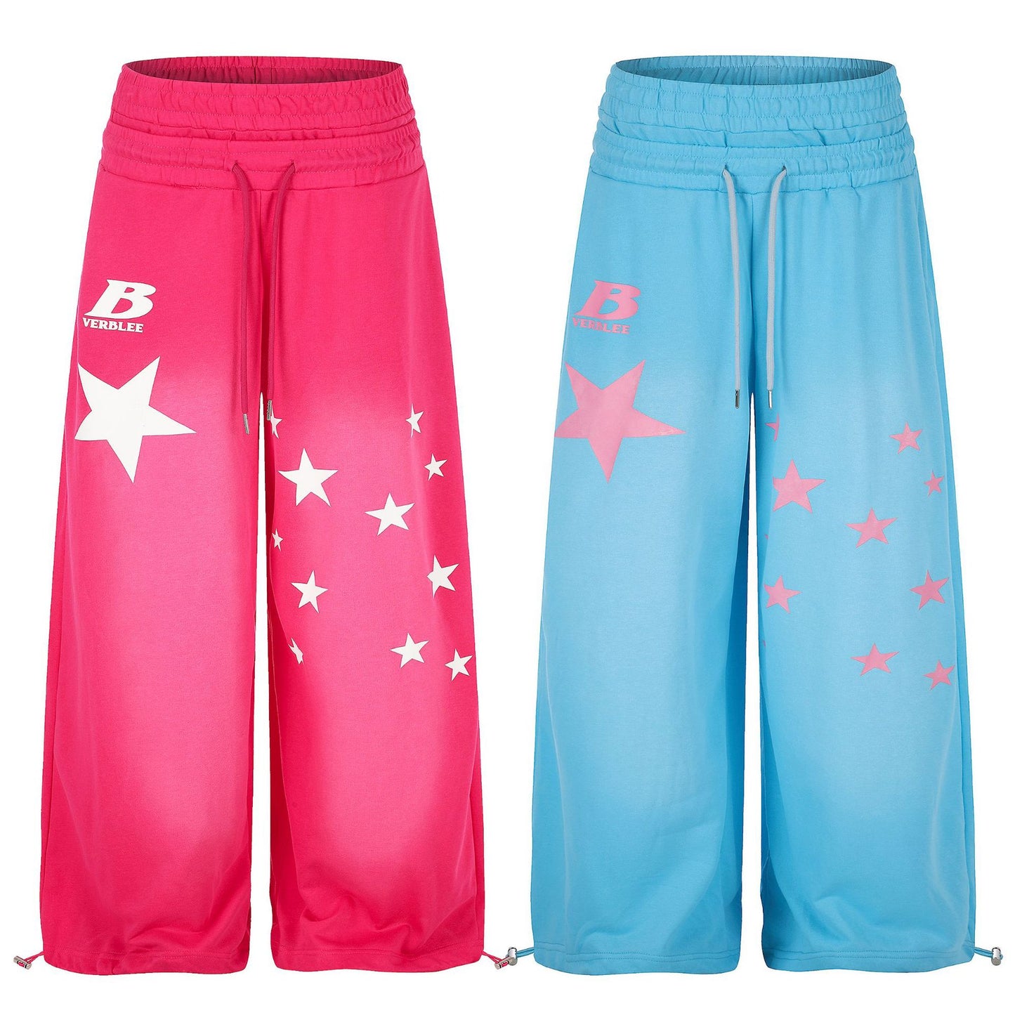 Waistband Gradient Star Print Wide-Leg Sweatpants Unisex High Street Casual Sporty Long Pants