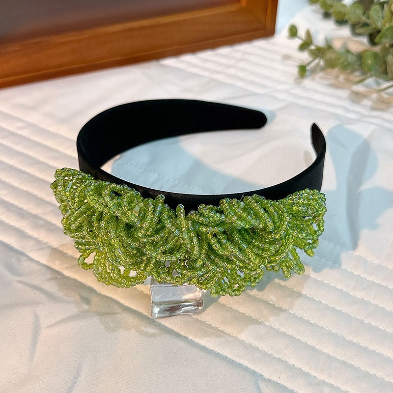 Fashionable floral handmade beaded headband headwear