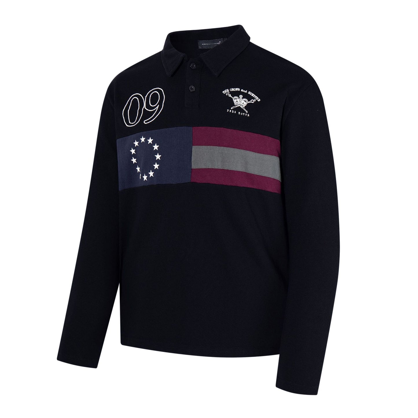 Embroidered long sleeved polo shirt for men