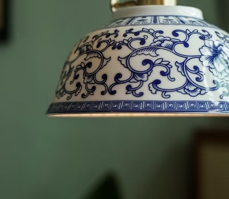 Retro Blue and White Porcelain Chandelier New Chinese Style Chandelier