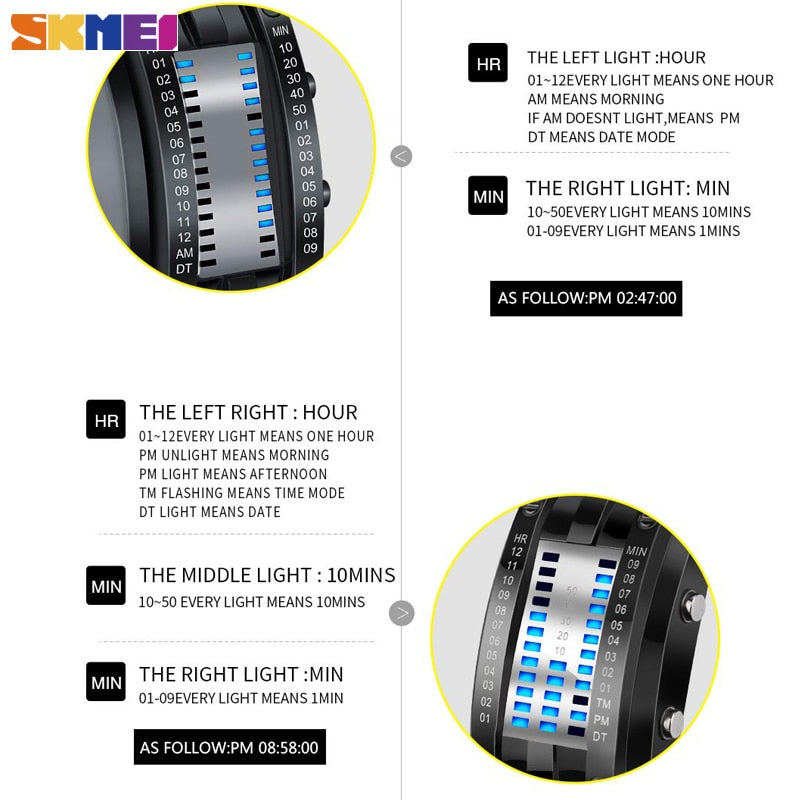 SKMEI 0953 Fashion Creative Sport Watch Women Stainless Steel Strap LED Display Watches 5Bar Waterproof Digital Watch reloj hombre