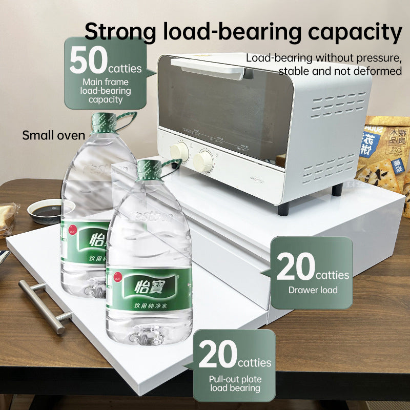 New microwave stand with pull-out drawer, coffee station, kitchen organizer - space-saving.