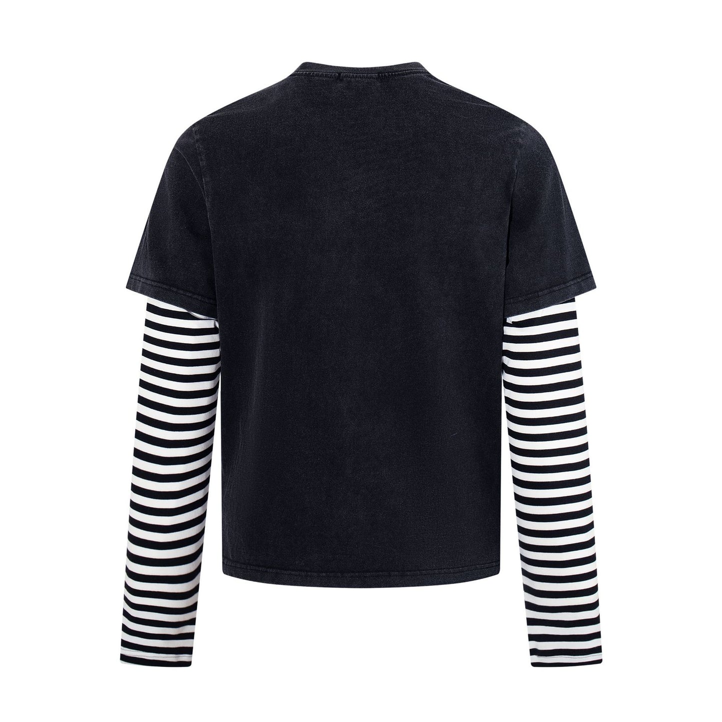 Striped fake two angel star printed long sleeved shirt