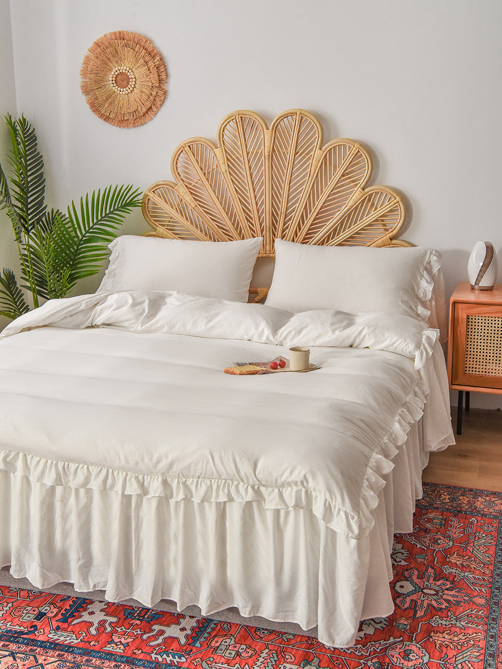 Home textile bedding chemical fiber washed cotton long flounce quilt cover set