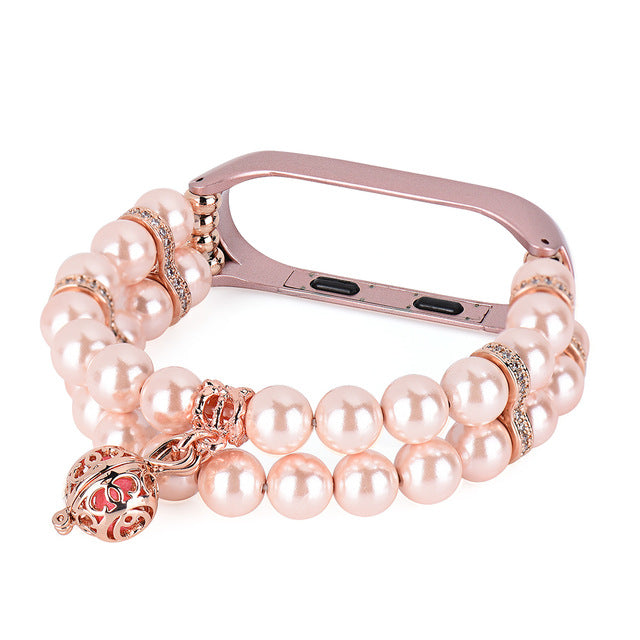 Pearl Wristband Chain Mi Band Strap For Xiaomi 3 4 Bead String Wrist Strap Wrist Miband Replacement Part for Millet 3 4 Bracelet