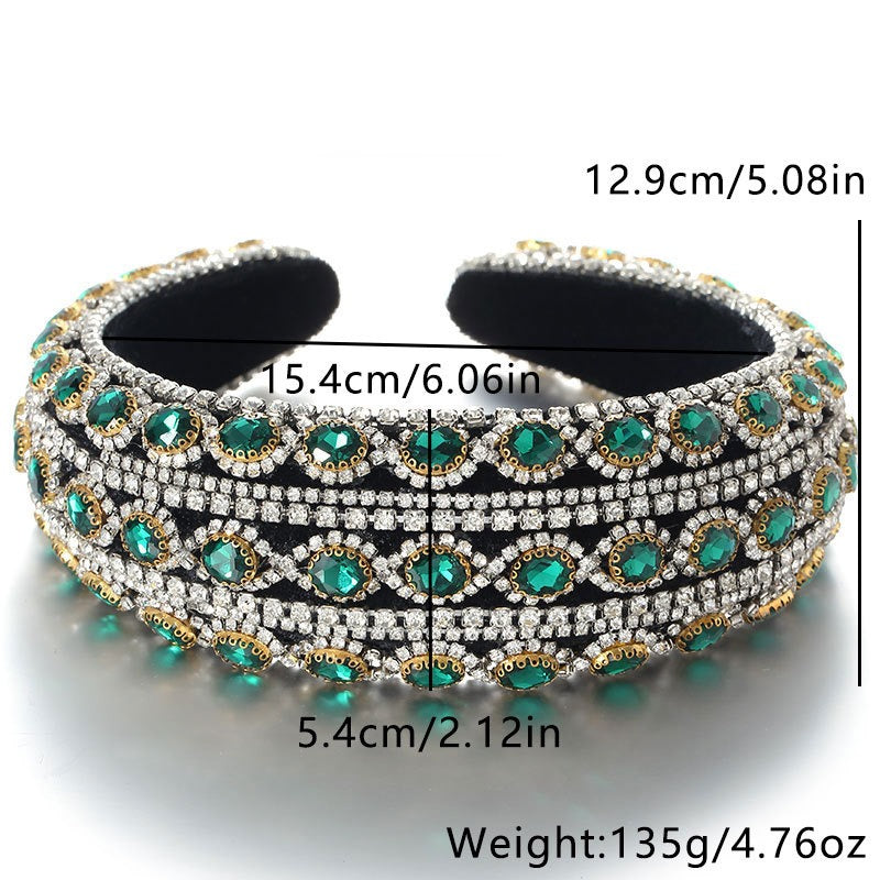 Heavy Craft Baroque Crystal Vintage Glass Inlaid Diamond Sponge Head Hoop