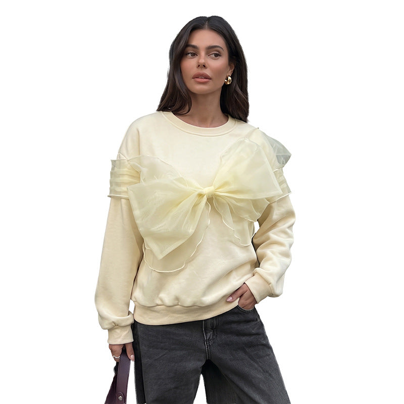 Bow tie pullover long sleeved hoodie