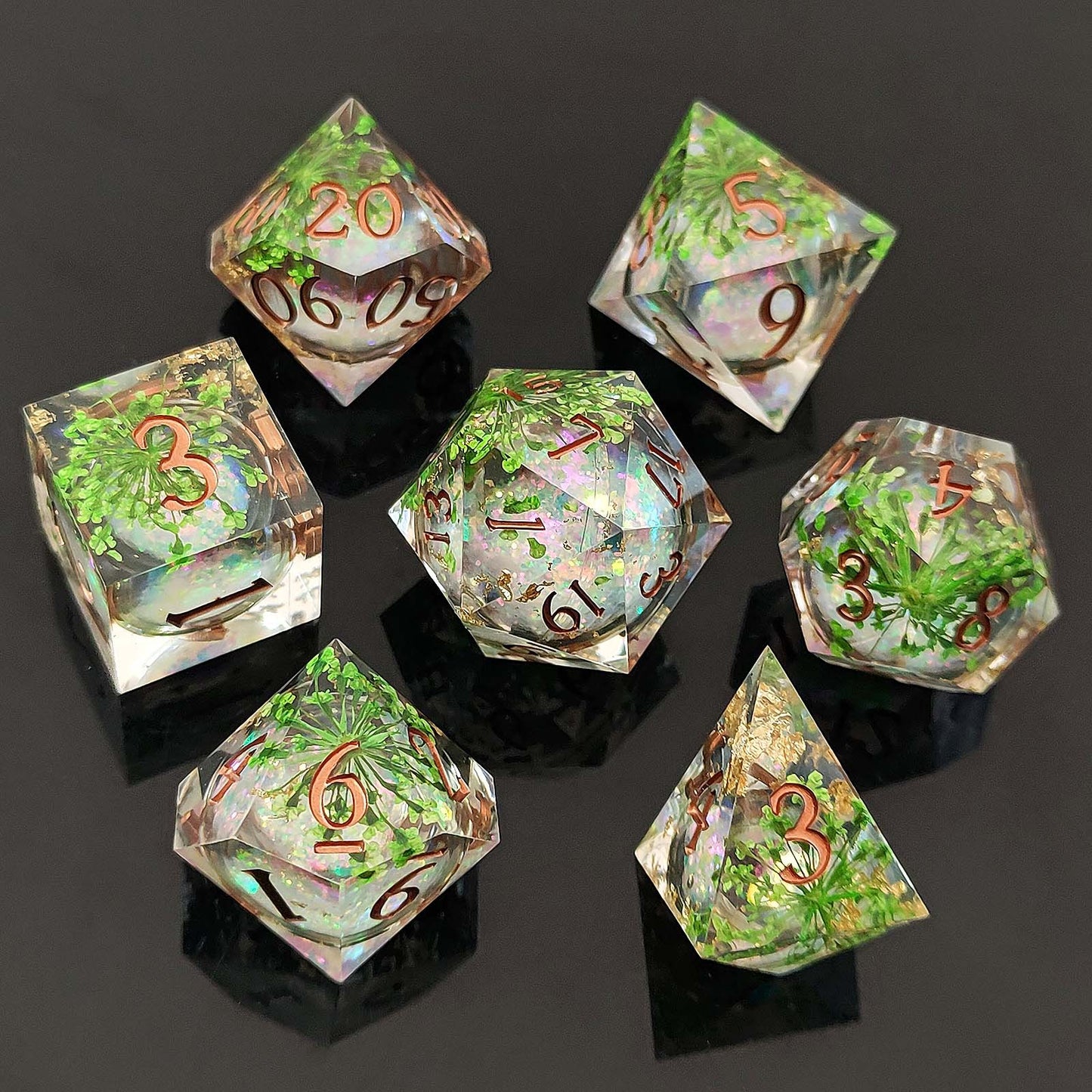 Resin Sand Flow Dice Liquid Core DND DungeonsDragons TRPG Board Game Dice Set Roleplaying Cthulhu