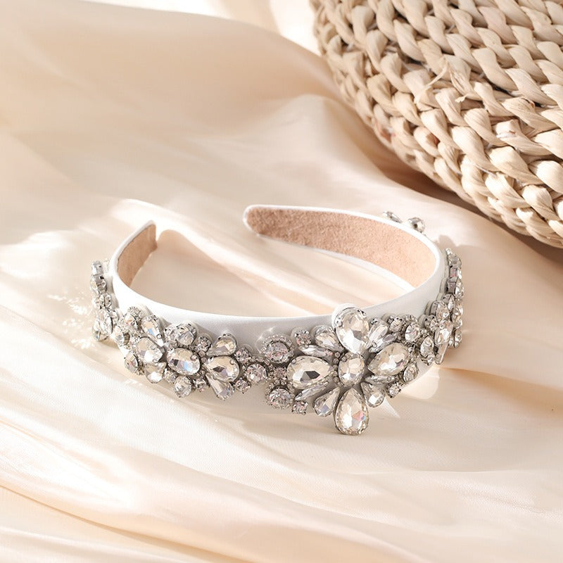 Fashion heavy industry Baroque wide edge rhinestone press headband headband