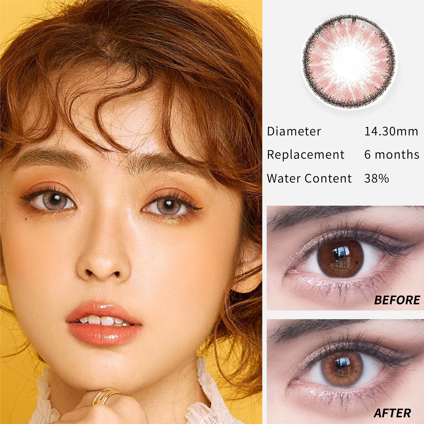 1Pcs CE Certificate Eyes Beautiful Pupil Colorful Girl Cosplay Contact Lenses Pink