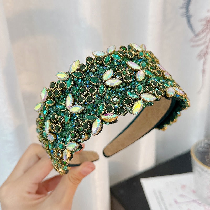 Fashion heavy industry women's full set rhinestone high-end wide edge headband hair accessories
