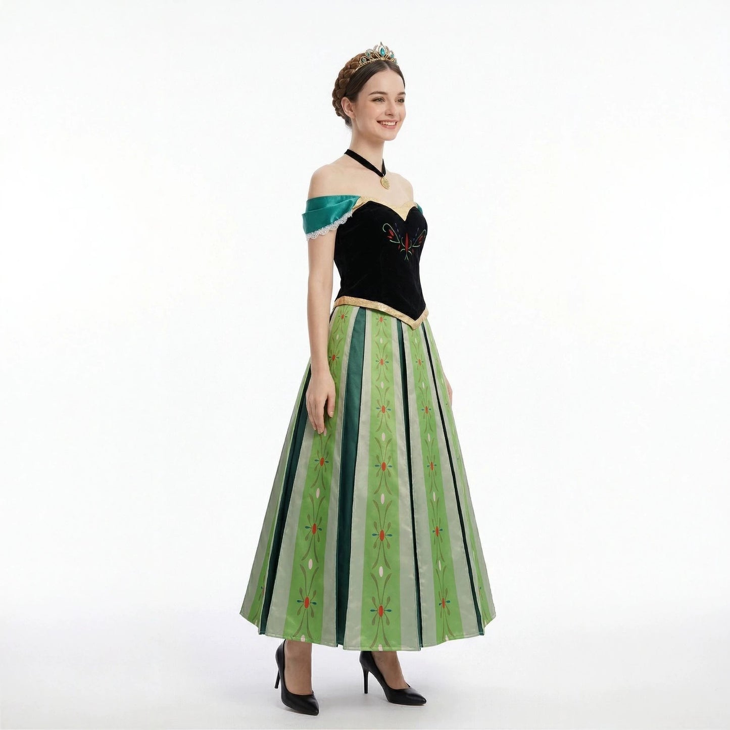 Frozen Anna Princess Dress Coronation Gown Anime Cosplay Costume Cartoon Autumn