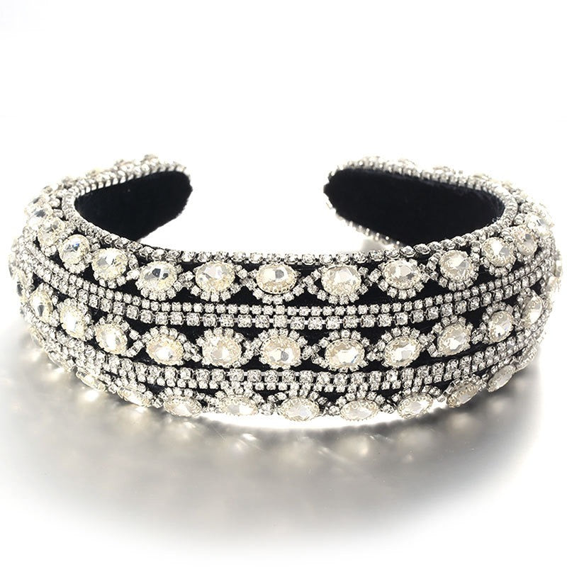 Heavy Craft Baroque Crystal Vintage Glass Inlaid Diamond Sponge Head Hoop
